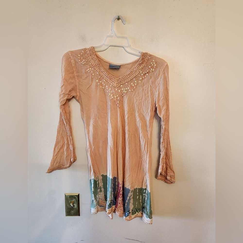 Boutique boho long sleeve Embellished blouse size womens one size